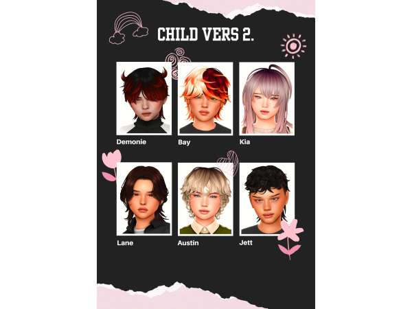 Maxis Match Child Hair Drop 2 by Peachibunnii - The Sims 4 Custom Content