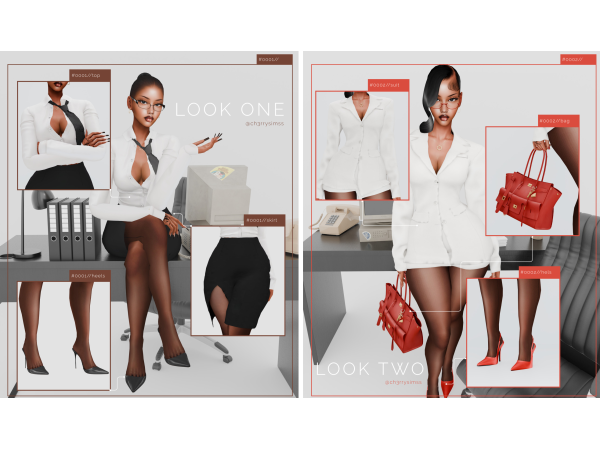 Alpha TIFFY OFFICE SIREN LOOKBOOK by ch3rrysimss - The Sims 4 Custom Content