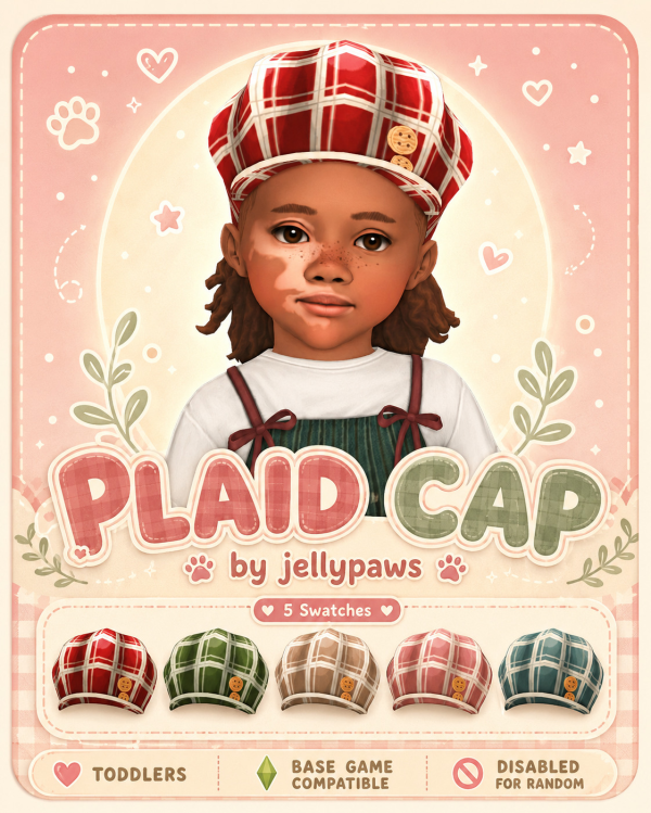 Maxis Match Plaid Newsboy Toddler Hat by simsfinds - The Sims 4 Custom Content