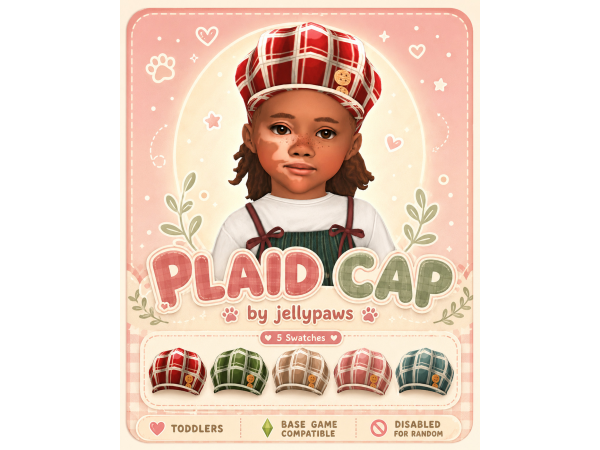 Maxis Match Plaid Newsboy Toddler Hat by melunn - The Sims 4 Custom Content