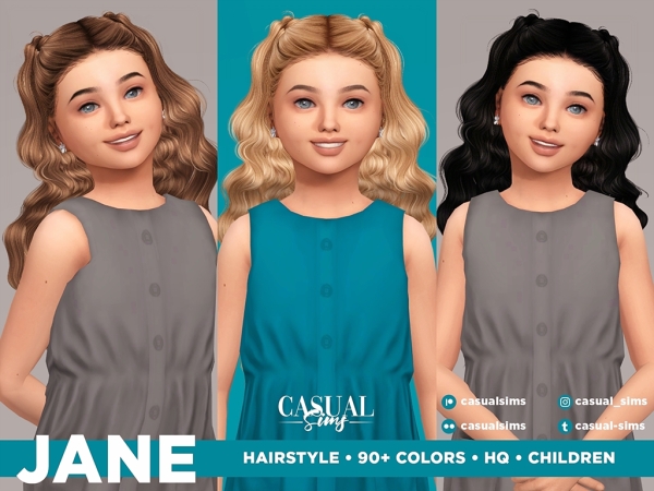 Alpha Jane Haistyle (No Bangs) CHILDREN - The Sims 4 Custom Content