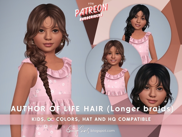 Alpha Author of Life Hair (Longer Braids Version) - The Sims 4 Custom Content