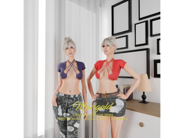 Alpha MARIGOLD TS4_LUSSI TOP - The Sims 4 Custom Content