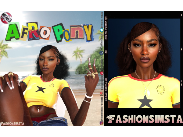 Alpha LOW AFRO PUFF by FashionSimsta - The Sims 4 Custom Content