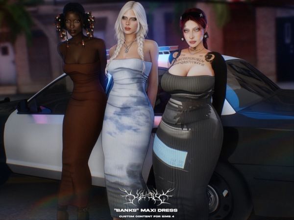 Alpha Klubb Banks Maxi Dress by VentaStudio - The Sims 4 Custom Content