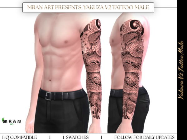 Mix Yakuza V2 Tattoo Male by MRAN_Art - The Sims 4 Custom Content