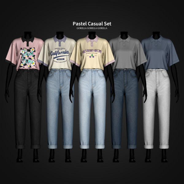 Alpha Pastel Casual Set by simsfinds - The Sims 4 Custom Content