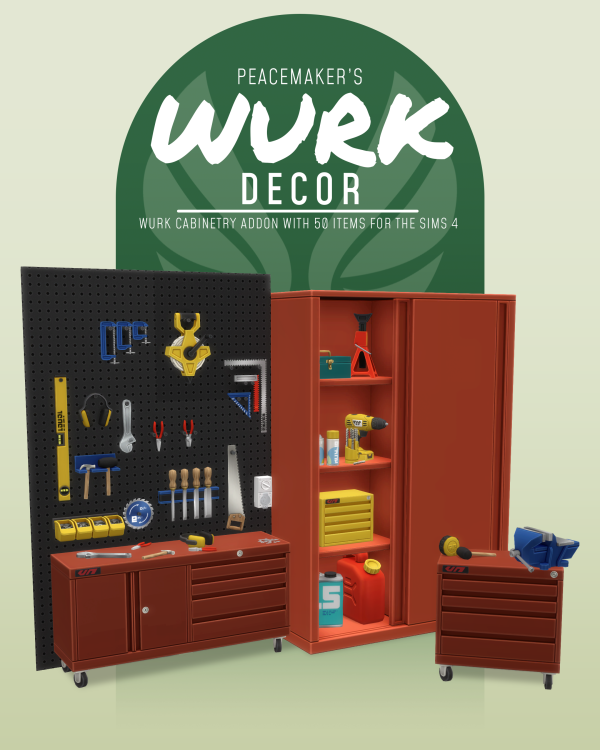 Maxis Match WURK Decor WURK Cabinetry Addon with 50 Items by simsfinds - The Sims 4 Custom Content