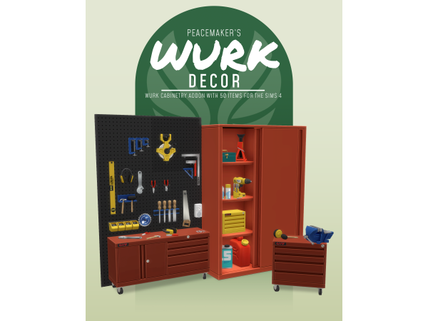 Maxis Match WURK Decor WURK Cabinetry Addon with 50 Items by simsationaldesigns - The Sims 4 Custom Content