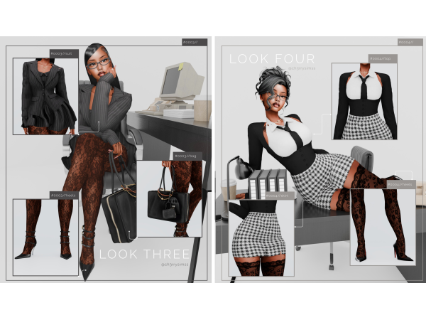 Alpha TIFFY OFFICE SIREN LOOKBOOK by ch3rrysimss - The Sims 4 Custom Content