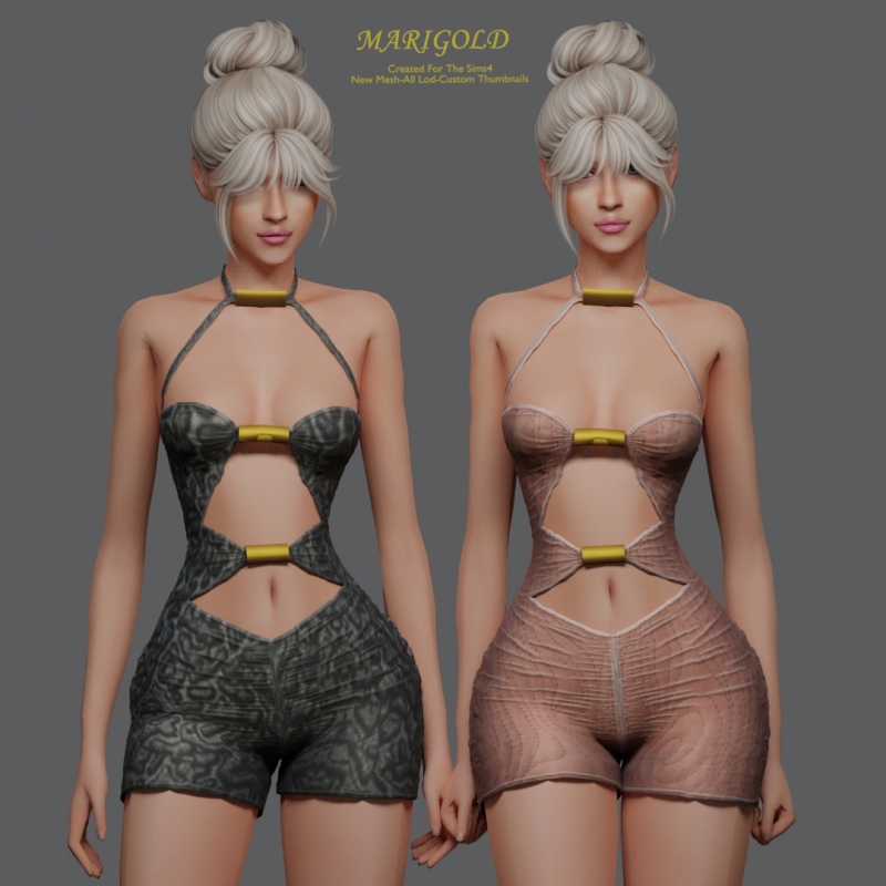 Alpha MARIGOLD TS4_LUNA CUT OUT ROMPER by marigoldsims - The Sims 4 Custom Content