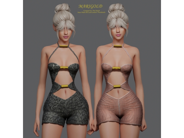 Alpha MARIGOLD TS4_LUNA CUT OUT ROMPER - The Sims 4 Custom Content