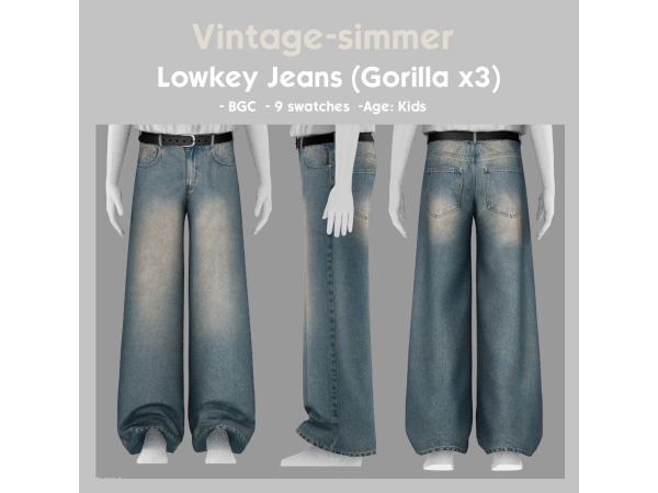Alpha Gorilla x3 Jeans Conversion for Kids simmer by vintage - The Sims 4 Custom Content