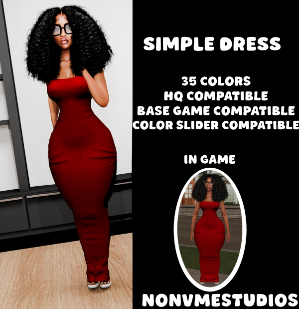 Alpha Simple Dress by simsfinds - The Sims 4 Custom Content