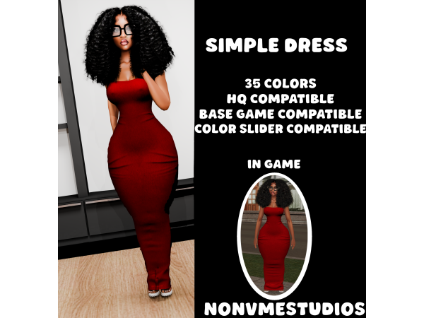 Alpha Simple Dress by nonvmestudios - The Sims 4 Custom Content