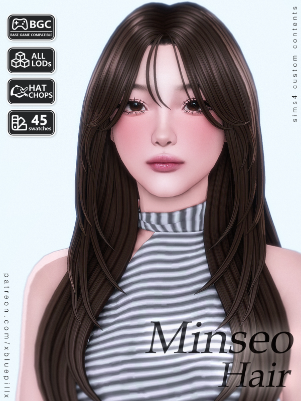 Maxis Match (Bluepill) 2026DROP_59_AF_Minseo Hair by simsfinds - The Sims 4 Custom Content
