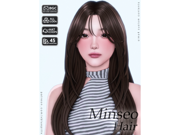 Maxis Match (Bluepill) 2026DROP_59_AF_Minseo Hair - The Sims 4 Custom Content