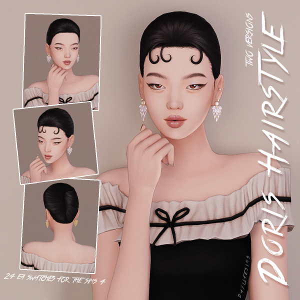 Maxis Match DORIS HAIRSTYLE 2 versions by simsfinds - The Sims 4 Custom Content