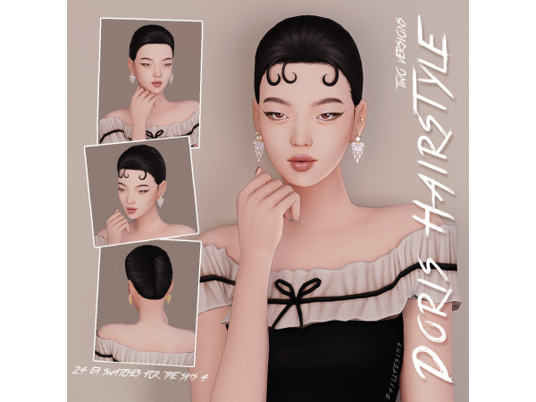 Maxis Match DORIS HAIRSTYLE 2 versions by daylifesims - The Sims 4 Custom Content