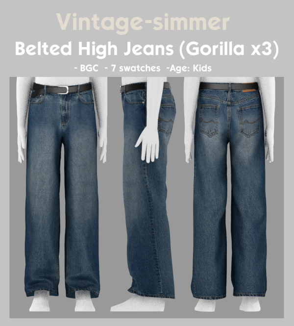 Alpha Gorilla x3 Jeans Conversion for Kids simmer by simsfinds - The Sims 4 Custom Content