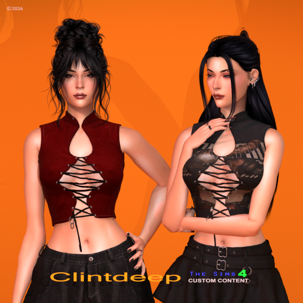 Alpha Clintdeep Ophelia Sleeveless Crop Top by clintdeep - The Sims 4 Custom Content