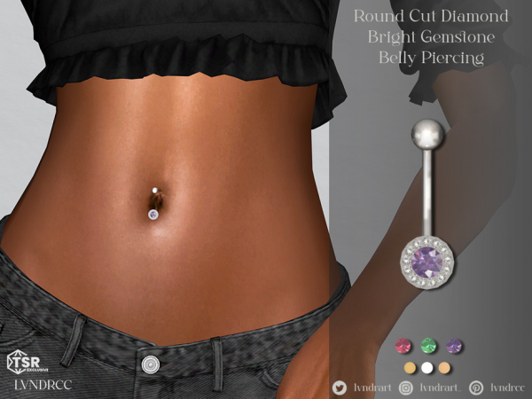 Alpha Round Cut Diamond Bright Gemstone Belly Piercing - The Sims 4 Custom Content