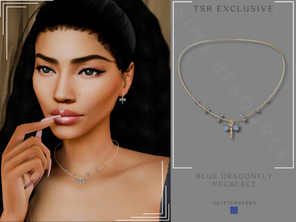 Alpha Blue Dragonfly Necklace by thesimsresource - The Sims 4 Custom Content
