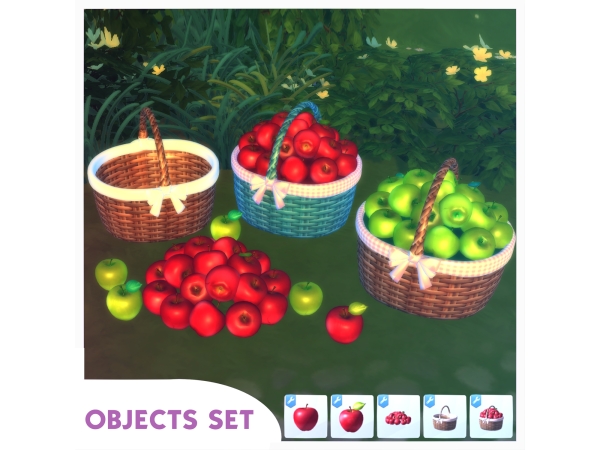 Mix Apple basket decor set Decor - The Sims 4 Custom Content