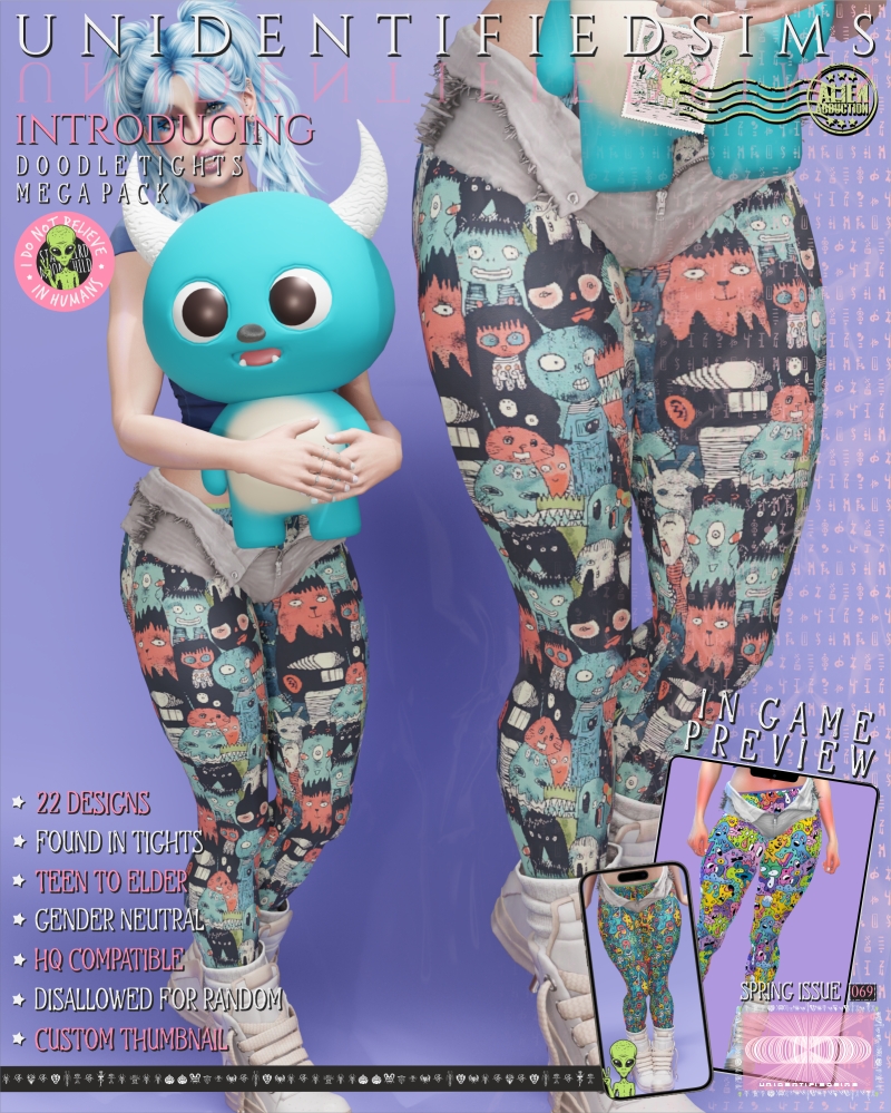Mix Doodle Tights Mega Pack Issue 69 by unidentifiedsims - The Sims 4 Custom Content
