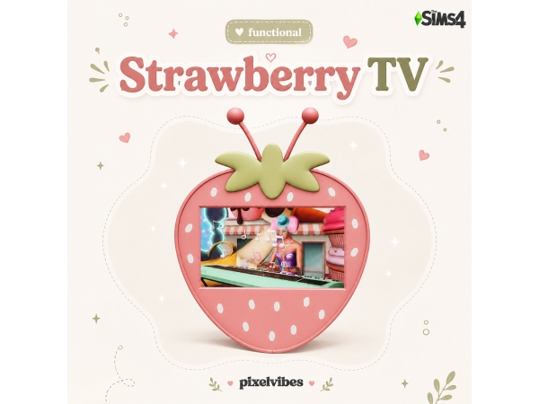 Maxis Match Strawberry TV - The Sims 4 Custom Content