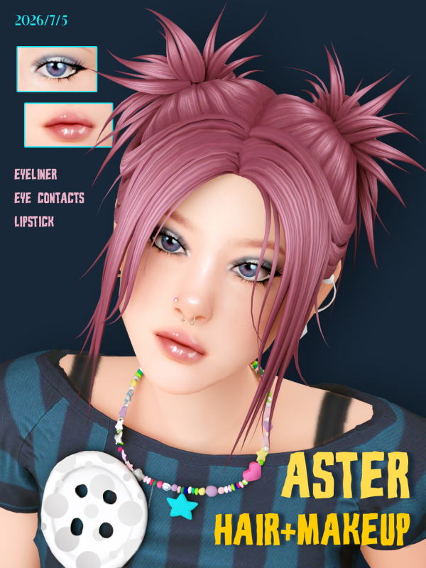 Maxis Match Aster Hair Makeup by simsfinds - The Sims 4 Custom Content