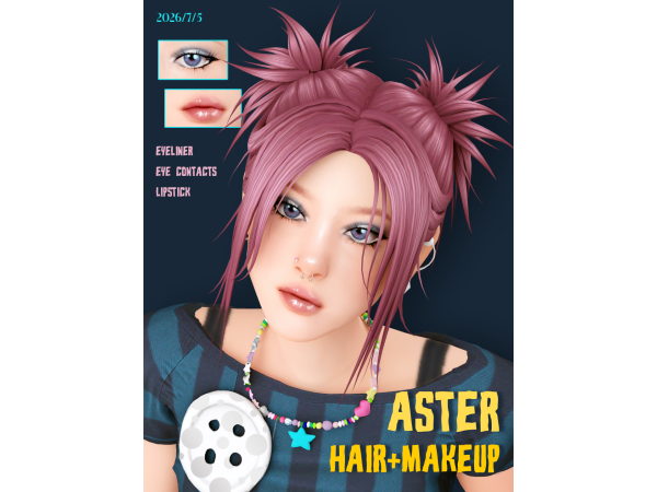 Maxis Match Aster Hair Makeup by wotunciba - The Sims 4 Custom Content
