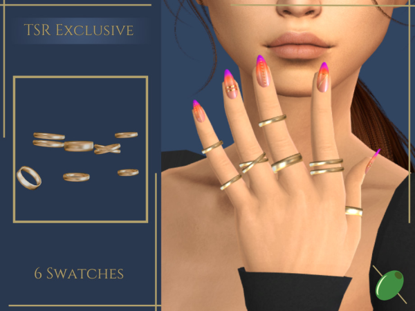 Alpha Multi Gold Bands Left Hand by pitted0live - The Sims 4 Custom Content