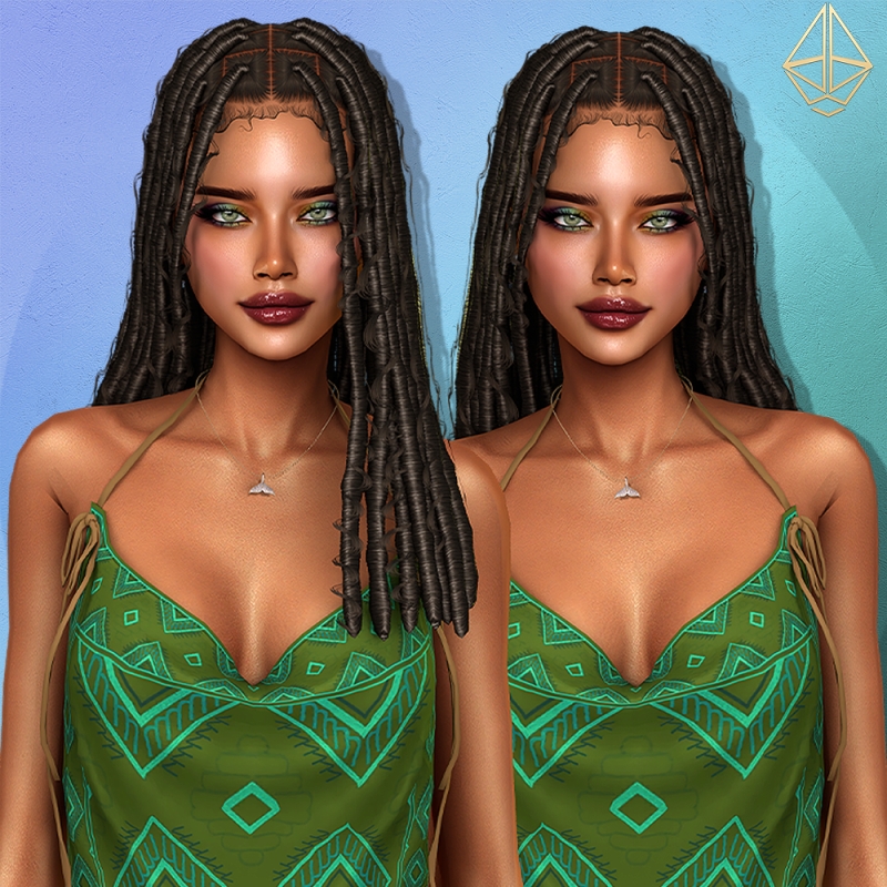 Alpha Nayeli locs set (4 styles) by aurum - The Sims 4 Custom Content