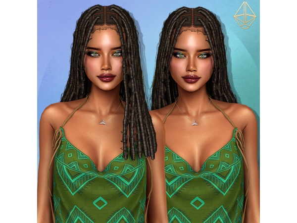 Alpha Nayeli locs set (4 styles) - The Sims 4 Custom Content