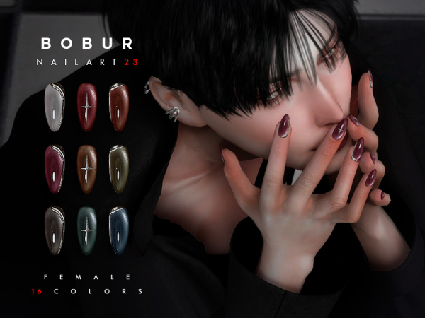 Alpha Almond shaped nails with accessories - The Sims 4 Custom Content
