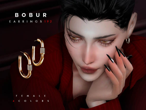 Alpha Chain earrings with gems - The Sims 4 Custom Content