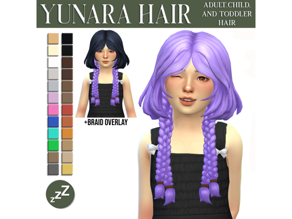 Maxis Match Yunara Hair by sleepyz - The Sims 4 Custom Content
