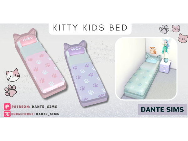 Alpha Kitty Kids Bed - The Sims 4 Custom Content