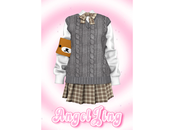 Mix AngelJing轻松熊 JK 风叠穿制服 - The Sims 4 Custom Content