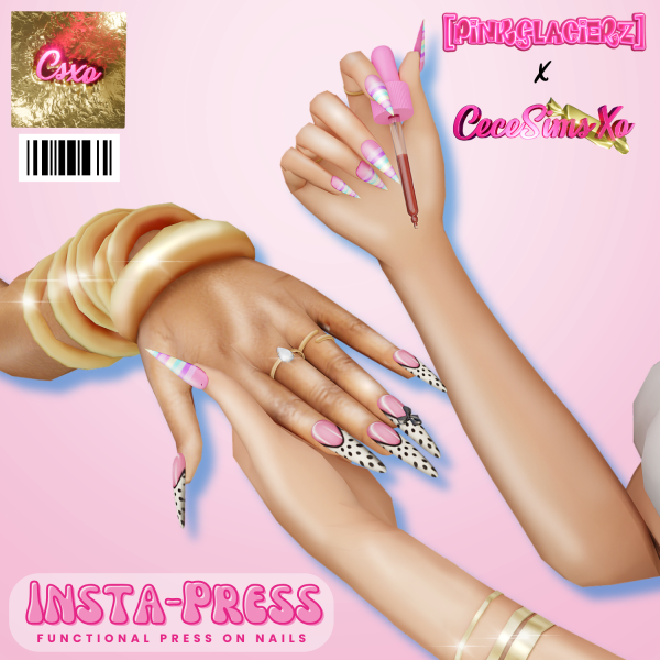 Alpha CeceSimsXO x [PinkGlacierz] Insta Press Functional Press On Nails Collection 2 by simsfinds - The Sims 4 Custom Content