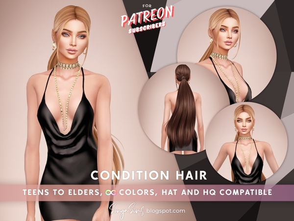Alpha Condition Hair (With Bangs) - The Sims 4 Custom Content