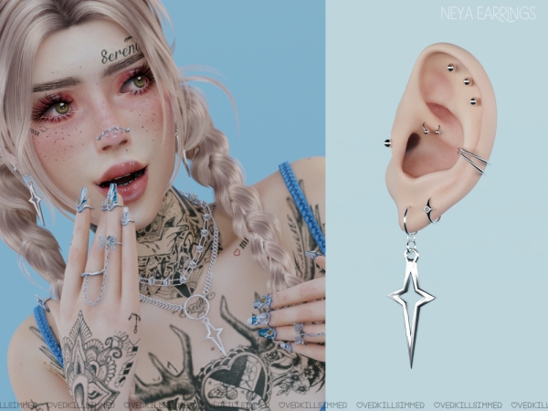 Alpha Neya earrings by overkillsimmer - The Sims 4 Custom Content