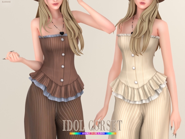 Mix Enrose Idol Corset Bluerose x EnriqueS4 - The Sims 4 Custom Content