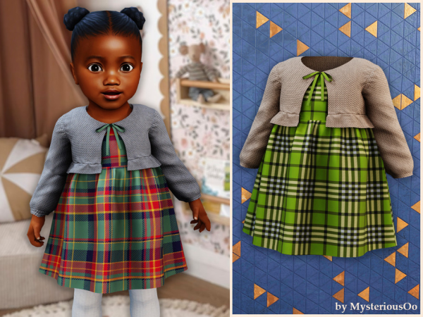 Alpha Infant Cozy plaid dress by MysteriousOo - The Sims 4 Custom Content