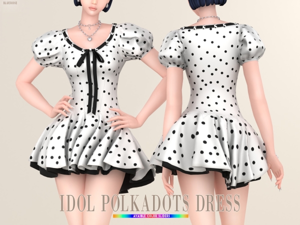 Mix Enrose Idol Polkadots Dress Bluerose x EnriqueS4 - The Sims 4 Custom Content