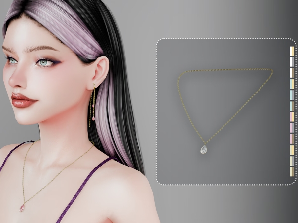 Alpha Raindrop necklace - The Sims 4 Custom Content