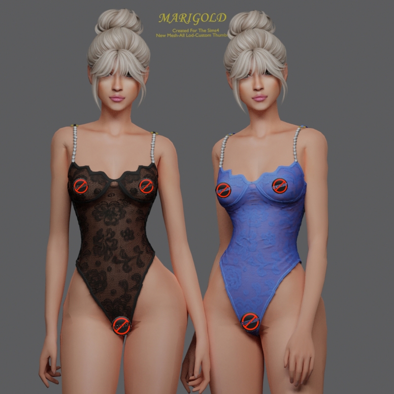 Alpha MARIGOLD TS4_PEARL WAVE BODYSUIT by marigoldsims - The Sims 4 Custom Content