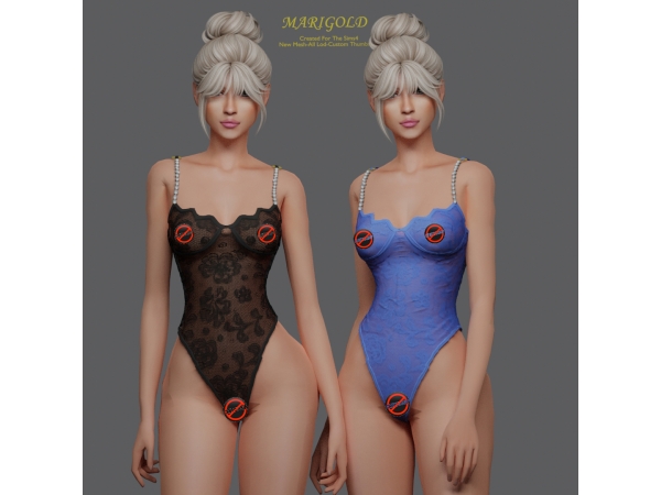 Alpha MARIGOLD TS4_PEARL WAVE BODYSUIT - The Sims 4 Custom Content
