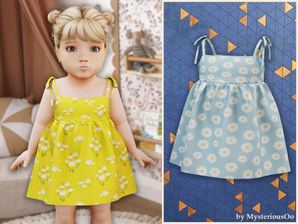 Alpha Infant Floral tie strap dress by MysteriousOo - The Sims 4 Custom Content